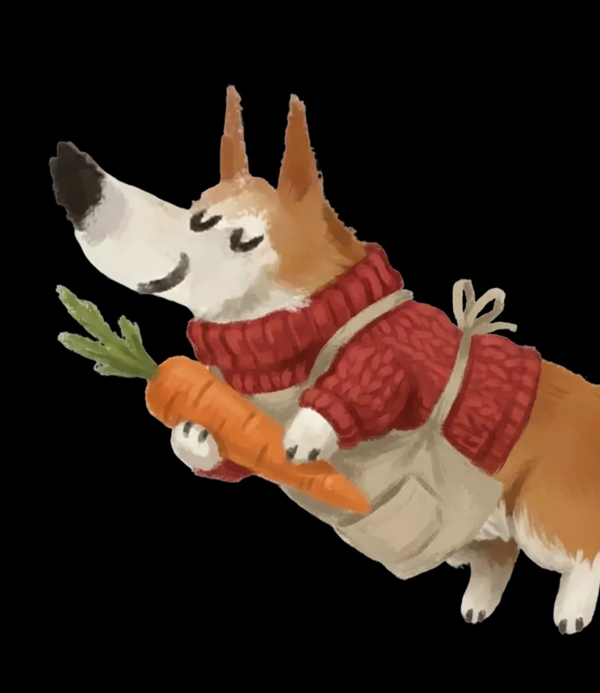 Corgi with carrot