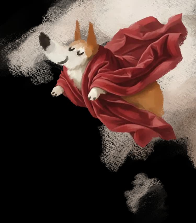Corgi superhero protecting your business