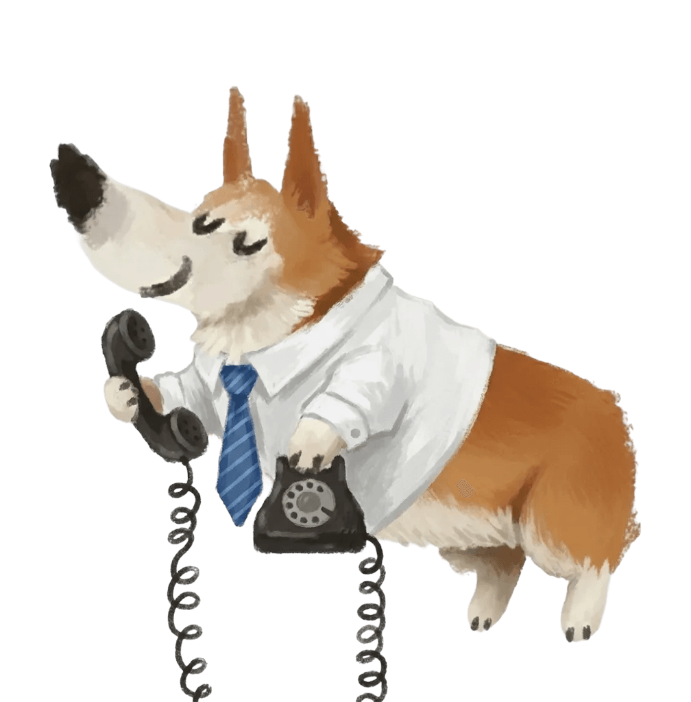 Corgi on the phone
